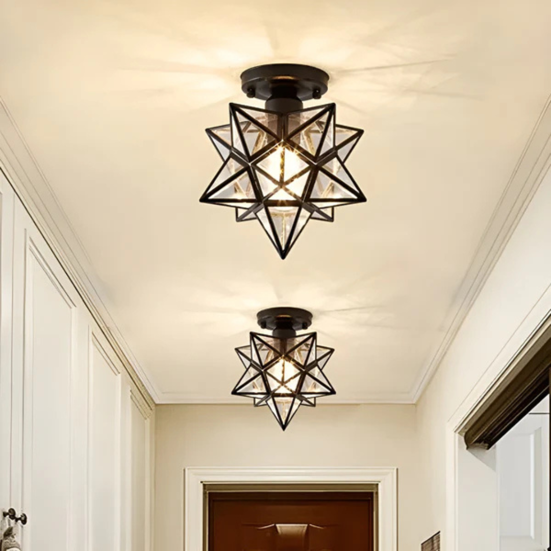 Luminária de Teto LED Xelio | Luz de Estrela Geométrica Elegante