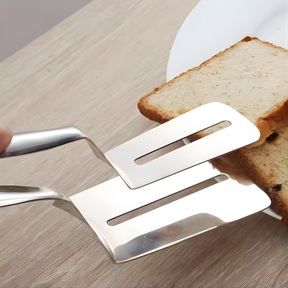 Pinça Espátula de Aço Inoxidável – Utensílio de Cozinha 2 em 1 para Virar e Pegar