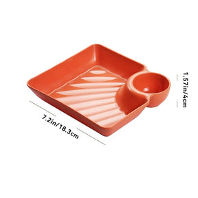 Dipping Plate with Sauce Compartment – Stackable & No-Drip Design