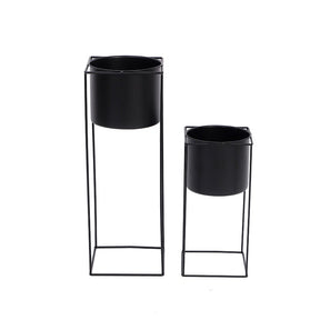 Suporte de Metal para Plantas em Ambientes Internos | Vaso Retangular Moderno Preto