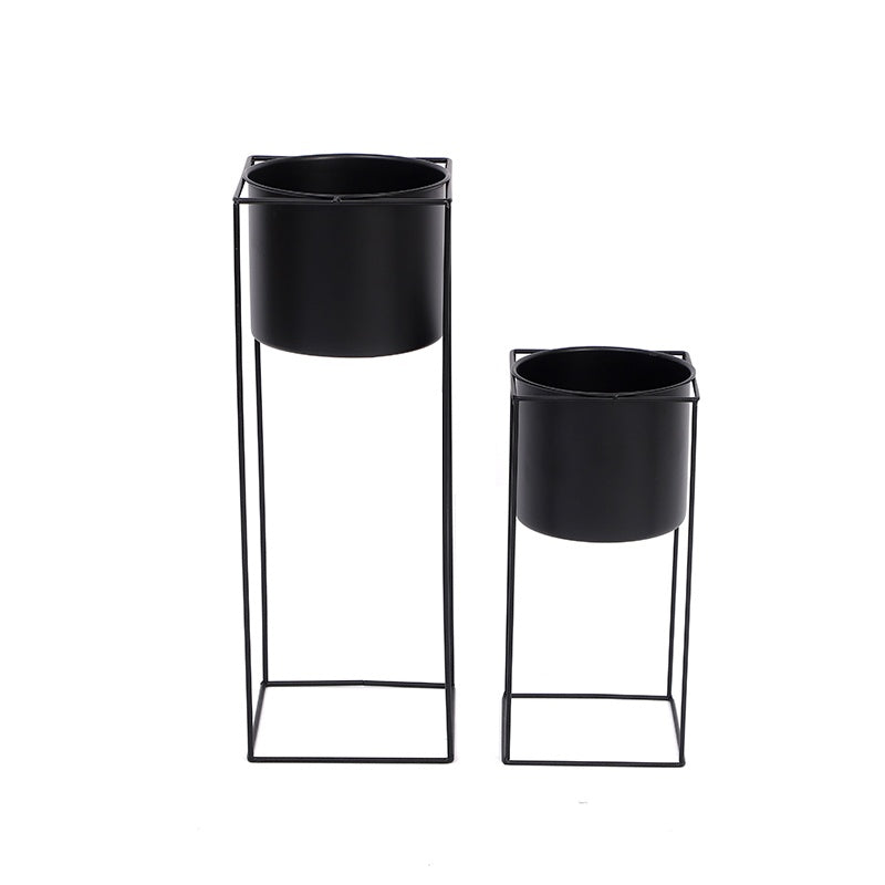 Suporte de Metal para Plantas em Ambientes Internos | Vaso Retangular Moderno Preto