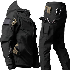 Men's Tactical Outdoor Jacket Pants Rugged Multi Pocket Hooded
