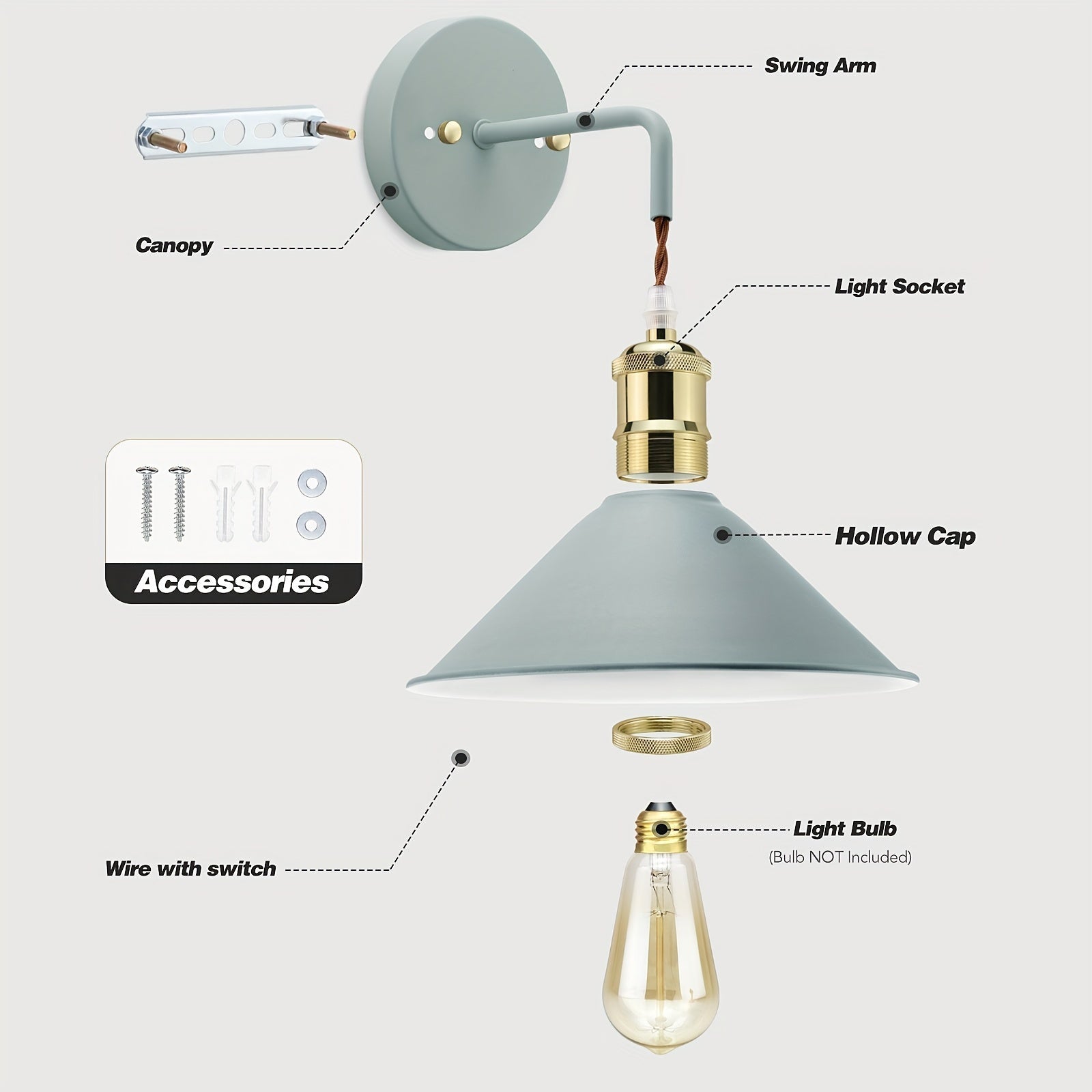 Arandela de Parede em Metal Moderno | Luminária de Parede Industrial com Acabamento a Óleo