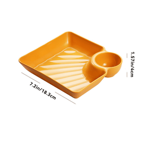 Dipping Plate with Sauce Compartment – Stackable & No-Drip Design