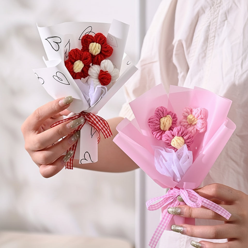Buquê de Flores para Presente de Dia das Mães Mini Buquê de Tecido Artesanal