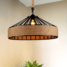 Pendente de Corda de Cânhamo Rústico | Luminária de Teto Vintage Estilo Fazenda