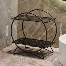 Organizador de Banheiro de Duas Camadas com Base de Orelha de Gato | Prateleira Elegante de Metal para Cosméticos e Skincare
