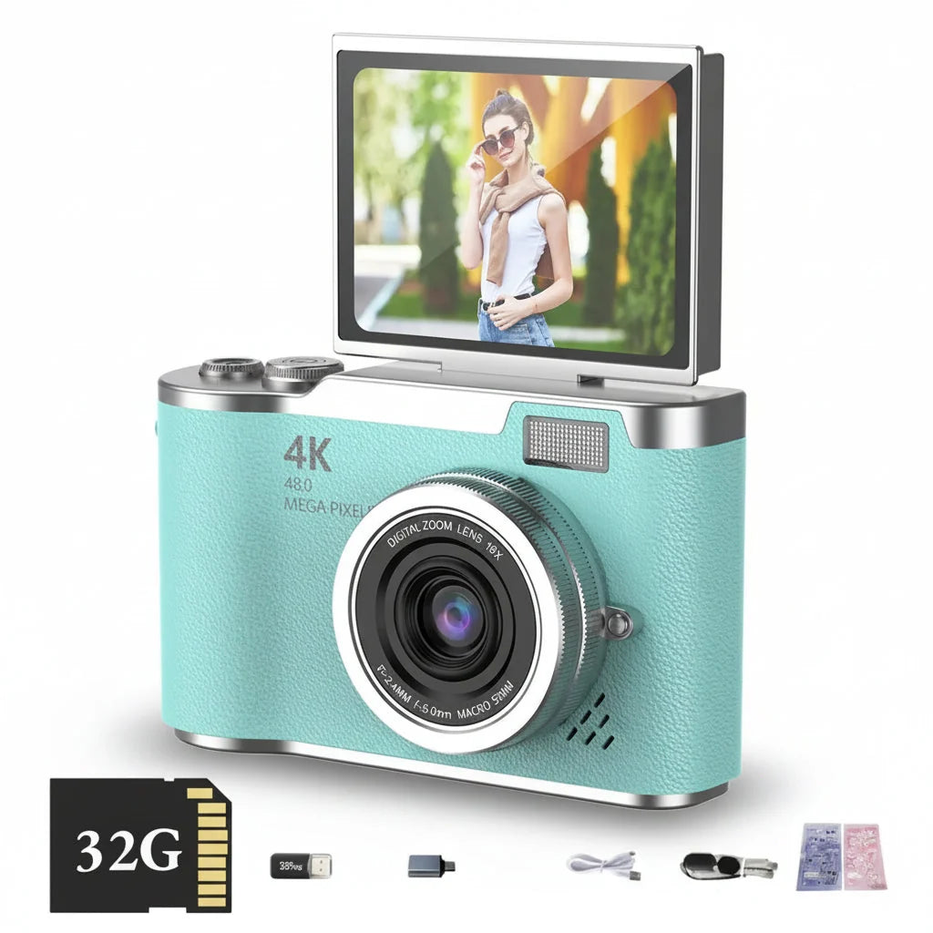 Câmera Digital 4K com Tela Articulada, 48MP, Zoom 8X, Foto e Vídeo Compacta