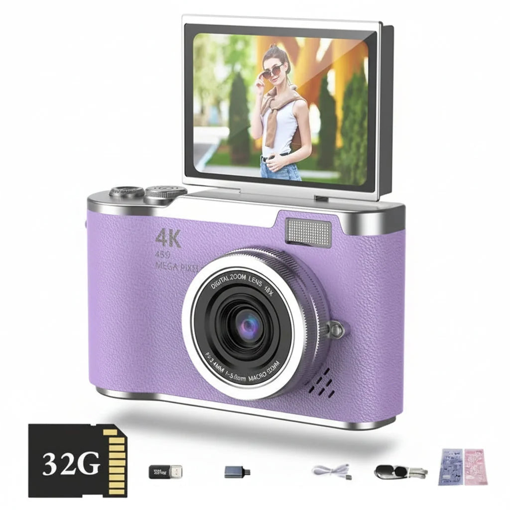 Câmera Digital 4K com Tela Articulada, 48MP, Zoom 8X, Foto e Vídeo Compacta