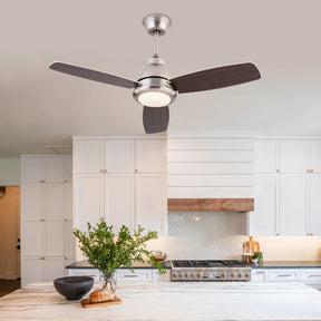 remote controlled ceiling fan with light in walnut finish