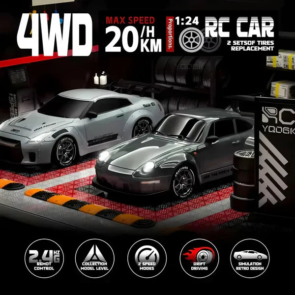Retro Drift Master – 4WD RC Car with LED Lights