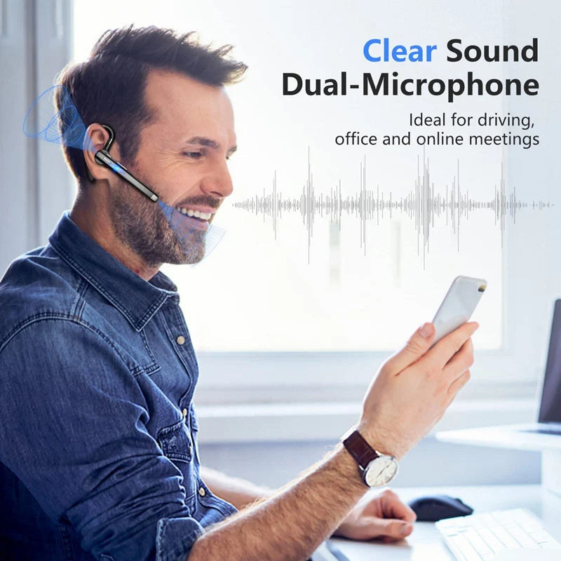 Headset Bluetooth 5.1 Sem Fio com Microfone Duplo para Caminhoneiros com Cancelamento de Ruído | Fone de Ouvido com Qualidade de Som Superior e Conforto