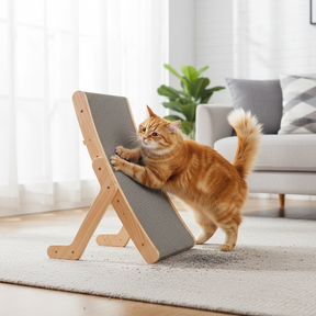 Arranhador para Gatos, Brinquedo de Arranhar, Cama Lounge Curva de Madeira para Gatos