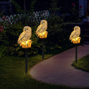 Luminária Solar de Jardim em Formato de Coruja para Caminhos Externos