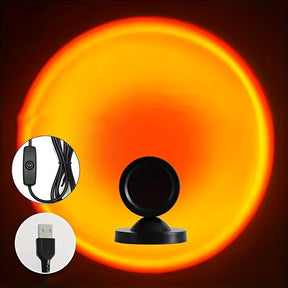 Luminária de Projeção Pôr do Sol | Luz Ambiente com Alimentação USB