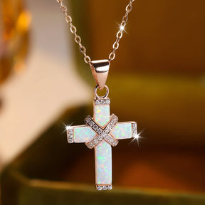 Colar com Pingente de Cruz em Ouro Rosé e Strass - Presente de Dia das Mães