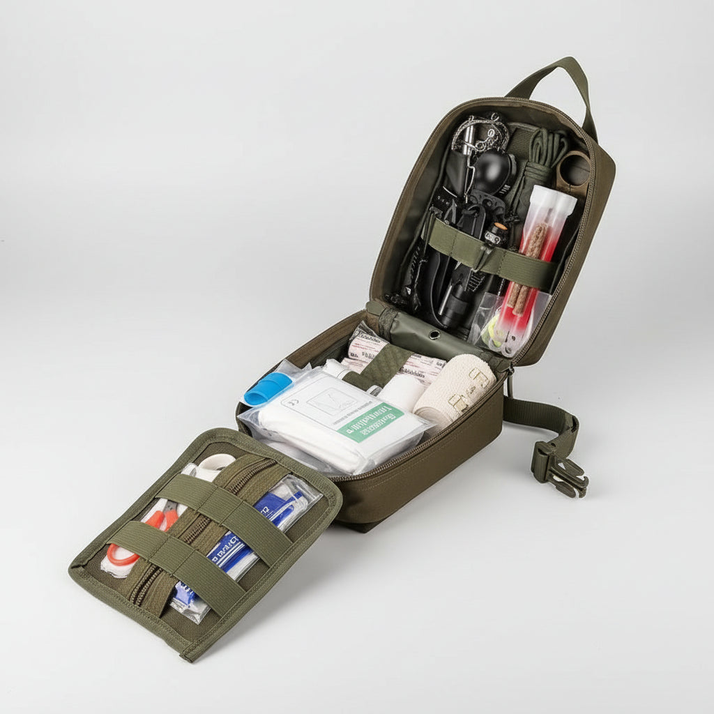 Mochila de Sobrevivência Compacta Equipamentos e Ferramentas de Primeiros Socorros para Ar Livre