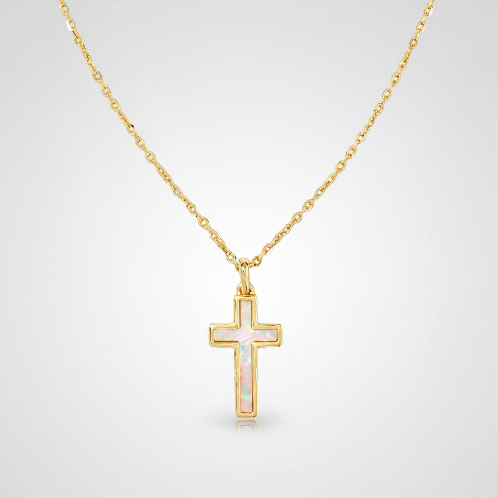 Colar com Pingente de Cruz Presente de Dia das Mães Joia Dourada Minimalista