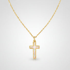 Colar com Pingente de Cruz Presente de Dia das Mães Joia Dourada Minimalista