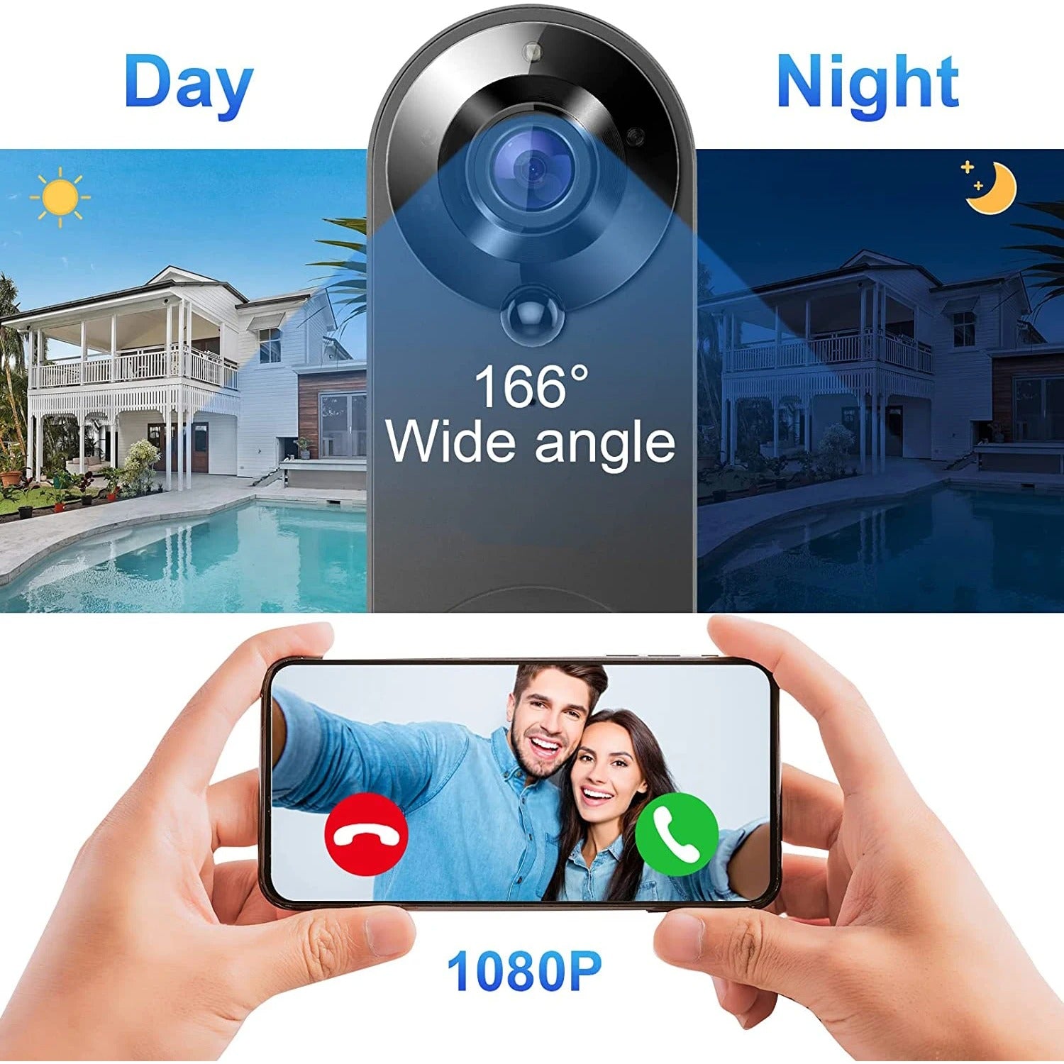 Campainha de Vídeo Wi-Fi Sem Fio
