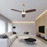 3 blade walnut ceiling fan with light and integrated LED