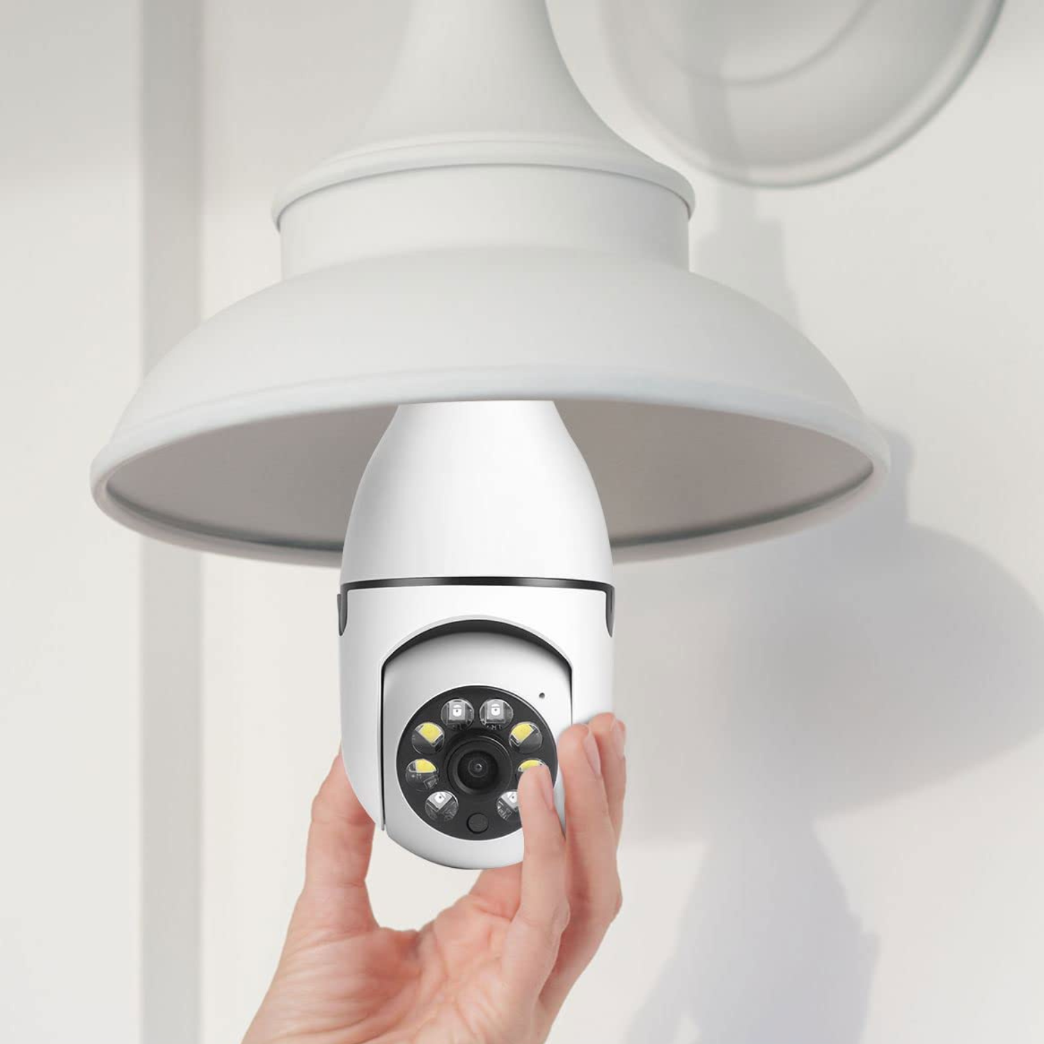 Câmera de Segurança Inteligente Wi-Fi em Formato de Lâmpada para Ambientes Internos/Externos