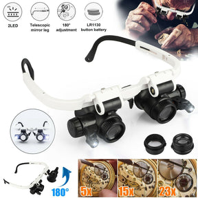 Lupa de Cabeça com 8 Lentes e Luz LED para Joalheiro