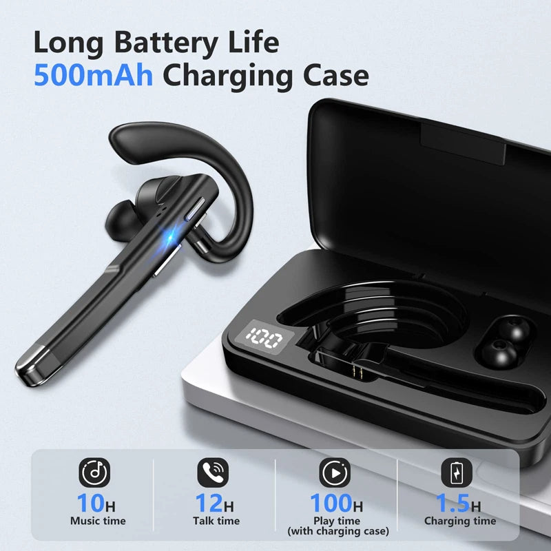 Headset Bluetooth 5.1 Sem Fio com Microfone Duplo para Caminhoneiros com Cancelamento de Ruído | Fone de Ouvido com Qualidade de Som Superior e Conforto