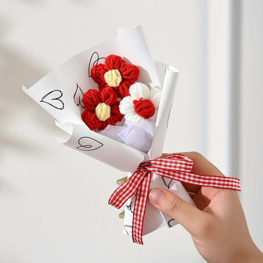 Buquê de Flores para Presente de Dia das Mães Mini Buquê de Tecido Artesanal