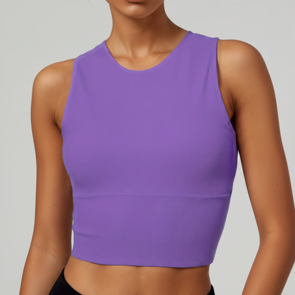 Regata Cropped Feminina de Pickleball de Alta Elasticidade para Esportes