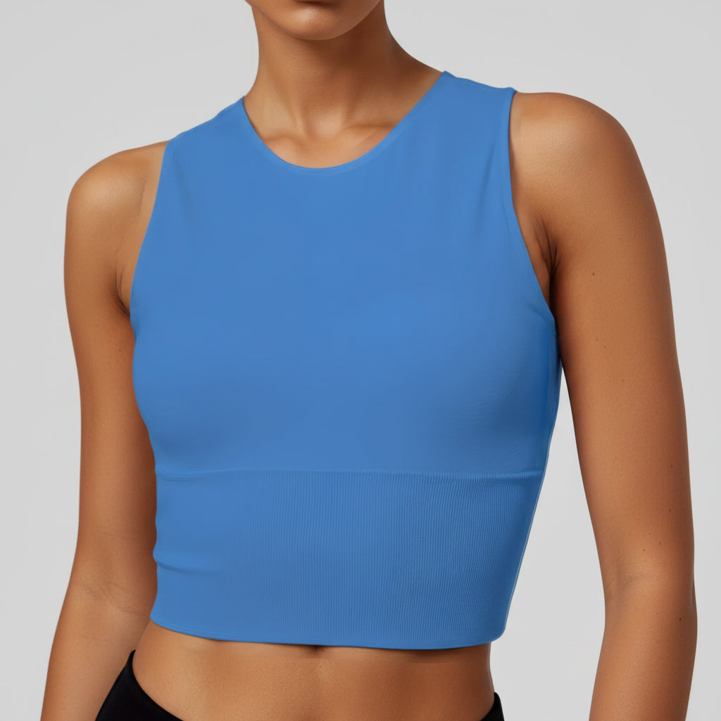 Regata Cropped Feminina de Pickleball de Alta Elasticidade para Esportes