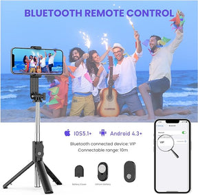 Bastão de Selfie Bluetooth 6 em 1 Sem Fio com Luz de Preenchimento