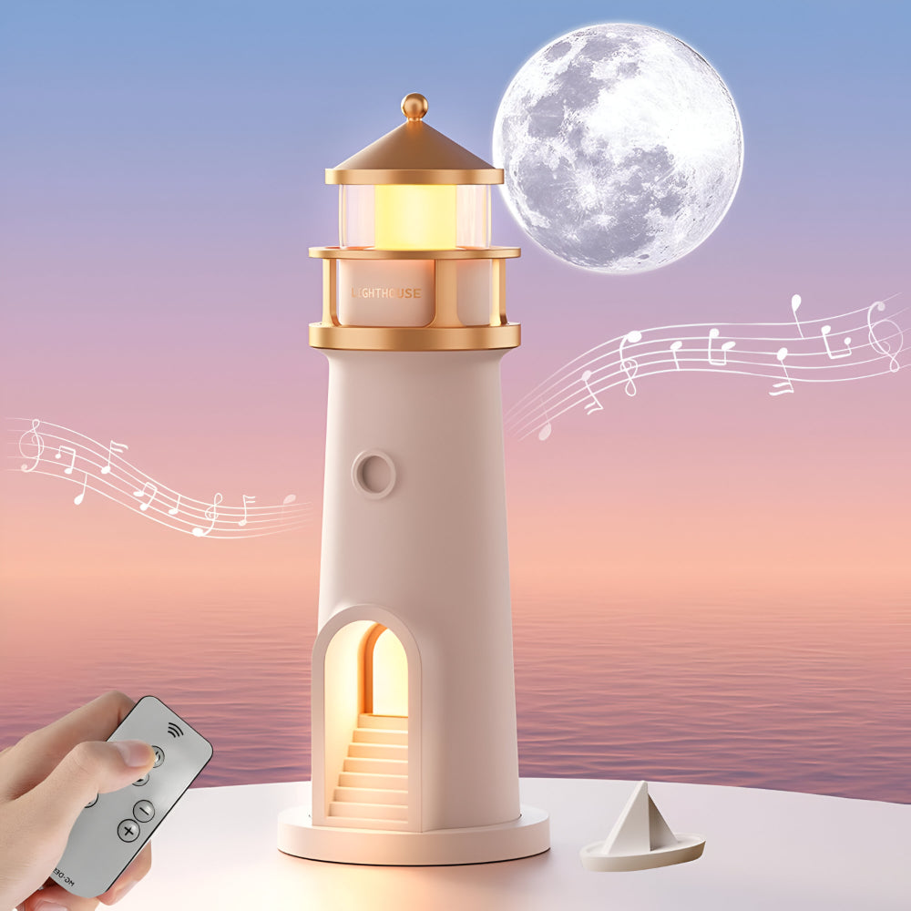 Luminária Projetora de Luz Noturna Formato Farol Decoração de Quarto LED