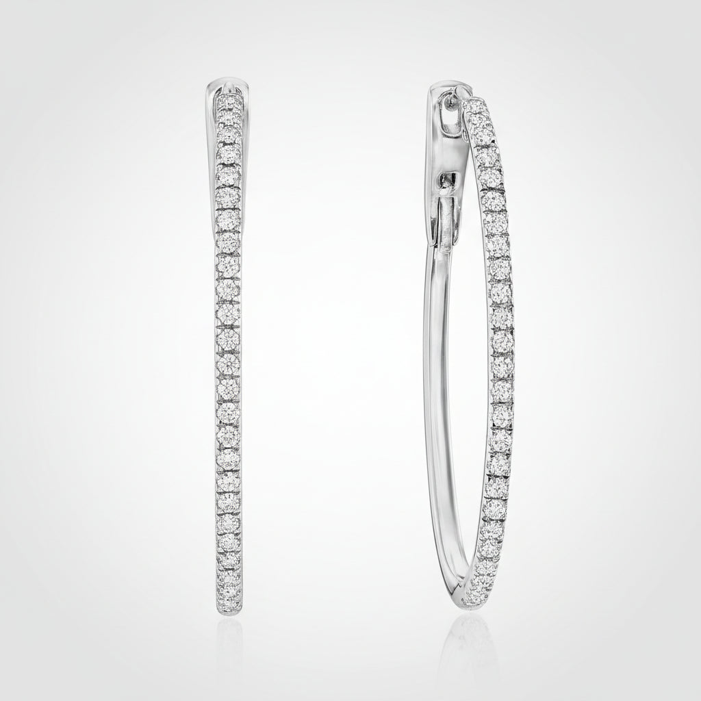 Brincos de Prata Oval com Diamante Presente de Dia das Mães