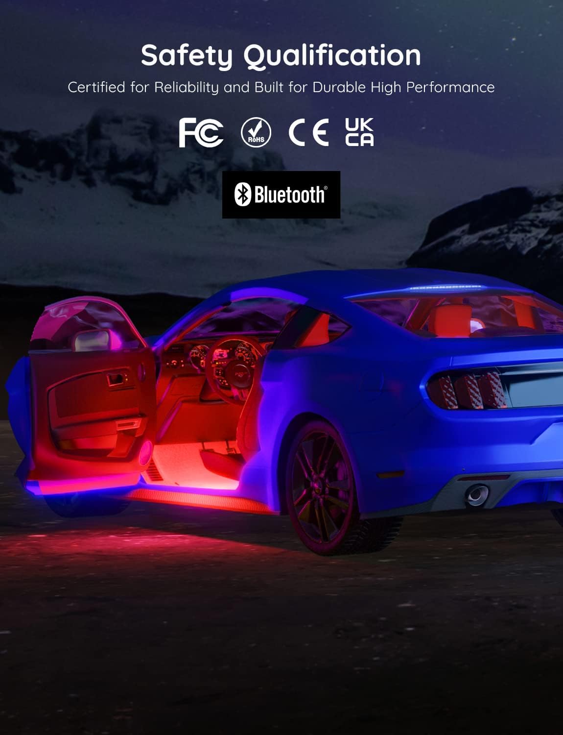 Fitas de LED Inteligentes para Interior de Carro