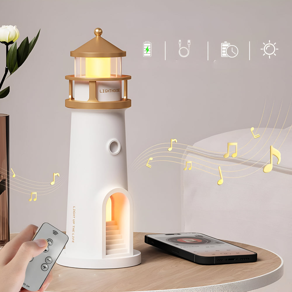 Luminária Projetora de Luz Noturna Formato Farol Decoração de Quarto LED