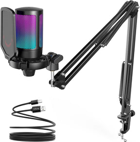 Microfone Condensador para Podcast e PC Gamer