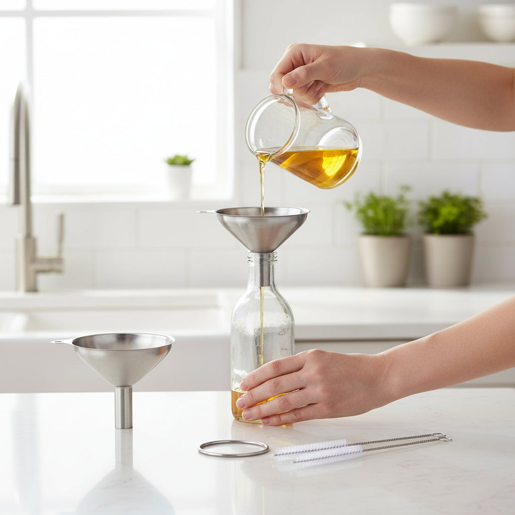 Conjunto de Funis de Aço Inoxidável 3 Tamanhos para Cozinha Garrafas e Temperos