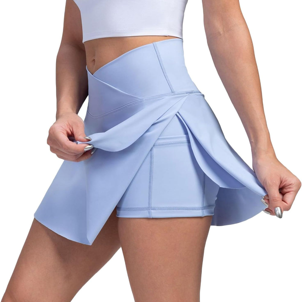 Saia Short Feminina de Pickleball com Cintura Alta e Bolsos para Tênis