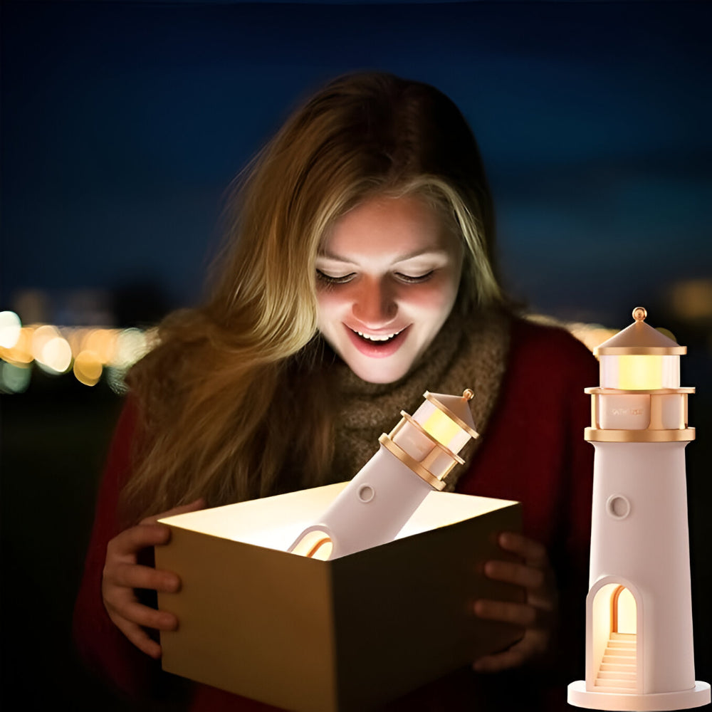 Luminária Projetora de Luz Noturna Formato Farol Decoração de Quarto LED