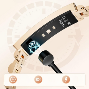Pulseira Fitness Inteligente – Design de Joia em Aço Inoxidável e Rastreador Bluetooth