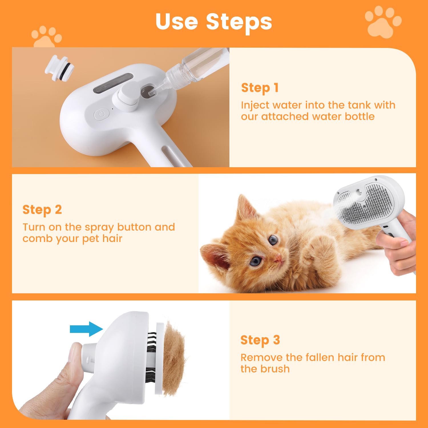 Escova a Vapor para Gatos e Cachorros