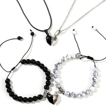 Conjunto de Presente de Colar e Pulseira de Coração Magnético para Casais Dia dos Namorados