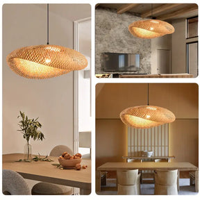 Cúpula de Luminária de Rattan Tecida à Mão – Cúpula de Bambu Estilo Boho