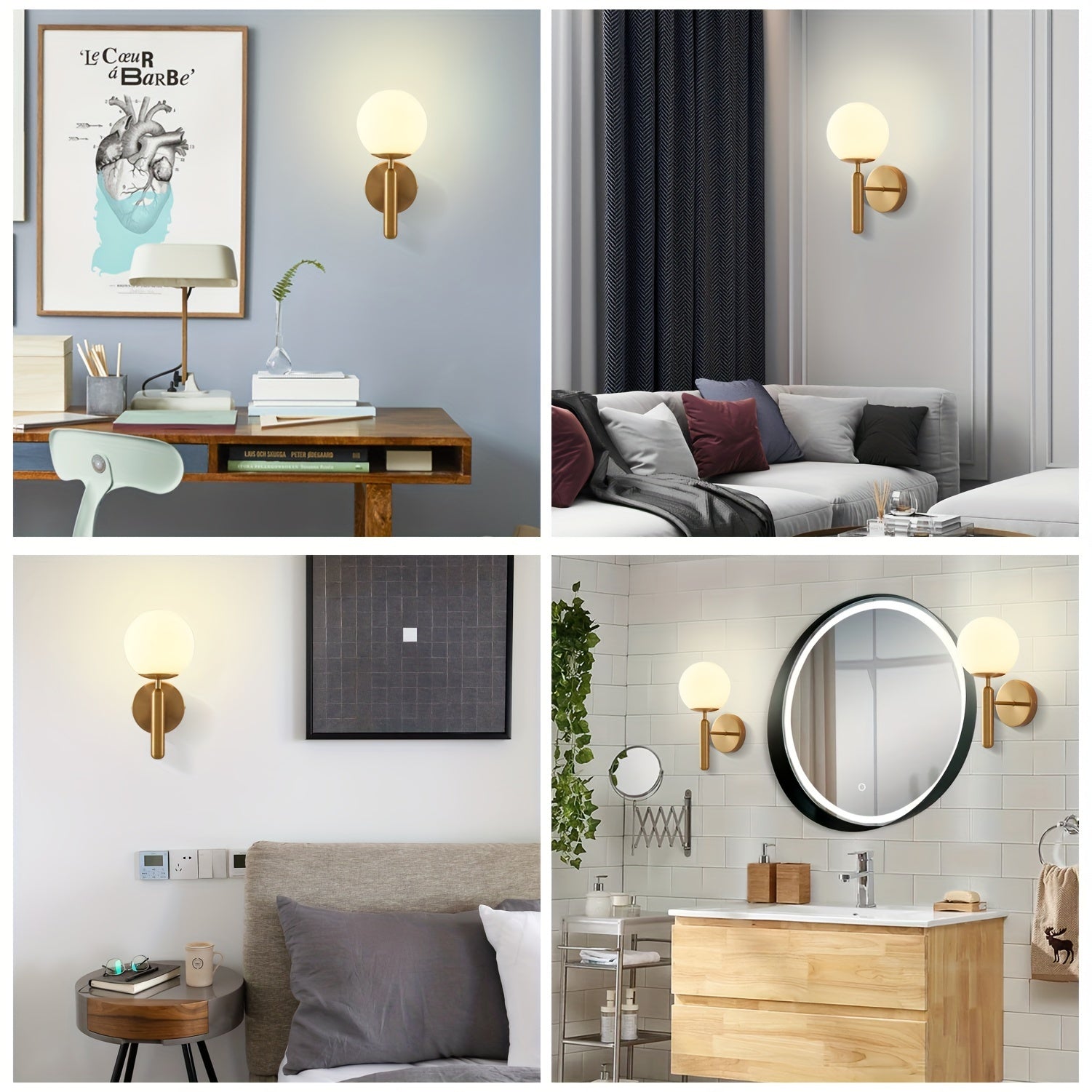 Arandela de Parede em Vidro Moderna | Luminária de Metal Elegante para Quarto