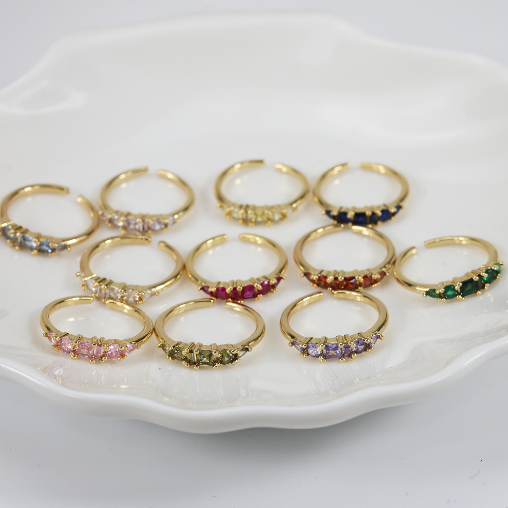 Conjunto de Anéis Dourados para o Dia das Mães, Anéis Boho Empilháveis com Strass