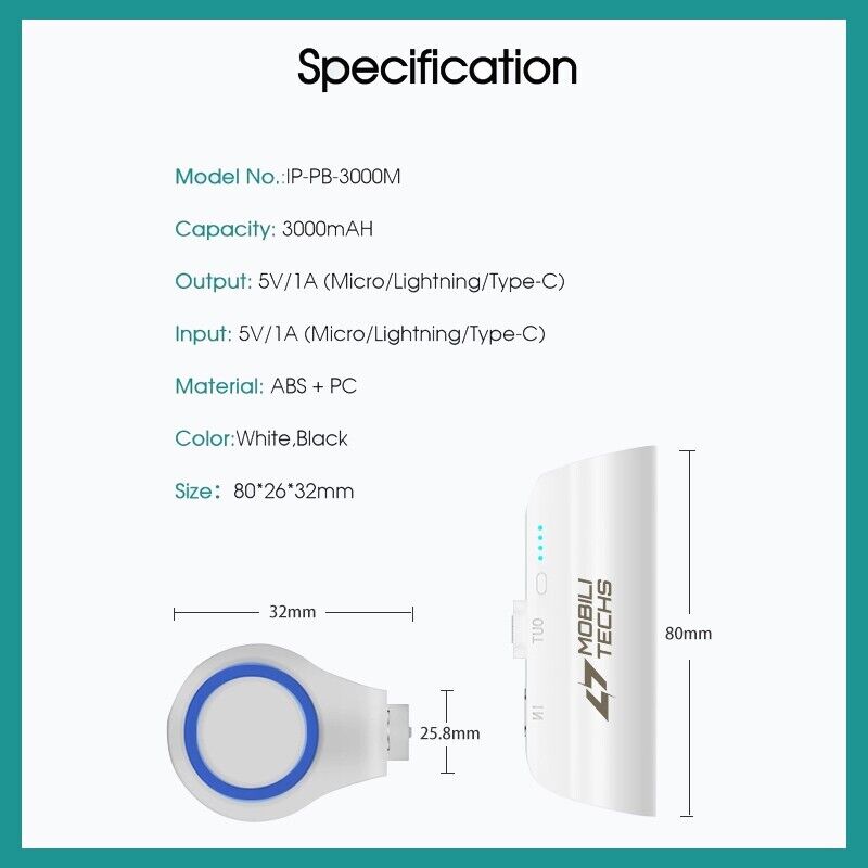 Mini Power Bank Magnético Portátil