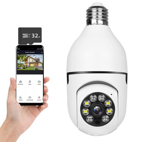 Câmera de Segurança Inteligente Wi-Fi em Formato de Lâmpada para Ambientes Internos/Externos