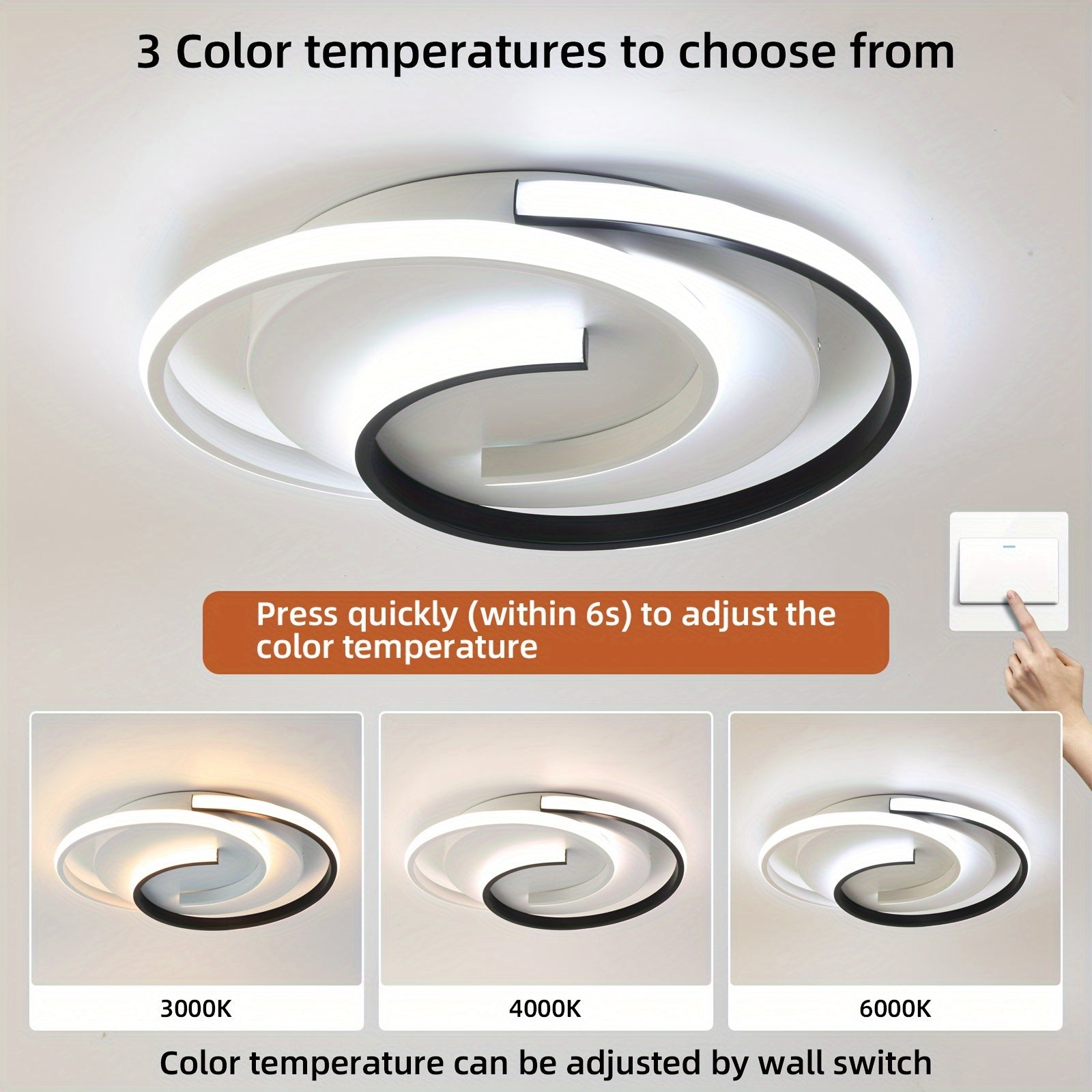 Modern Spiral LED Ceiling Light | Minimalist Round Flush Mount Fixture