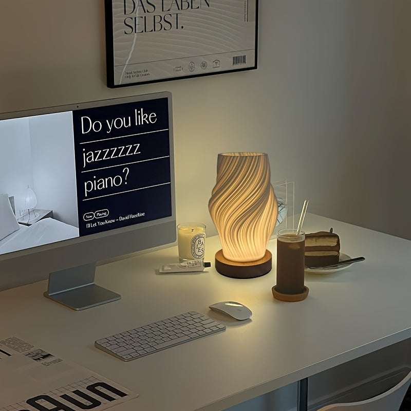 Luminária de Mesa LED Espiral Moderna | Luz Minimalista Regulável para Mesa de Cabeceira e Escritório